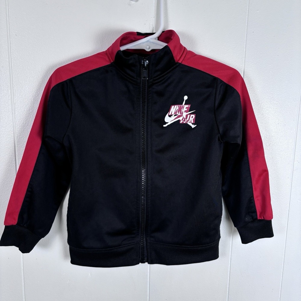 Nike Air Jordan Track‎ Jacket Toddler Size 24mo Black Red Full Zip Athletic